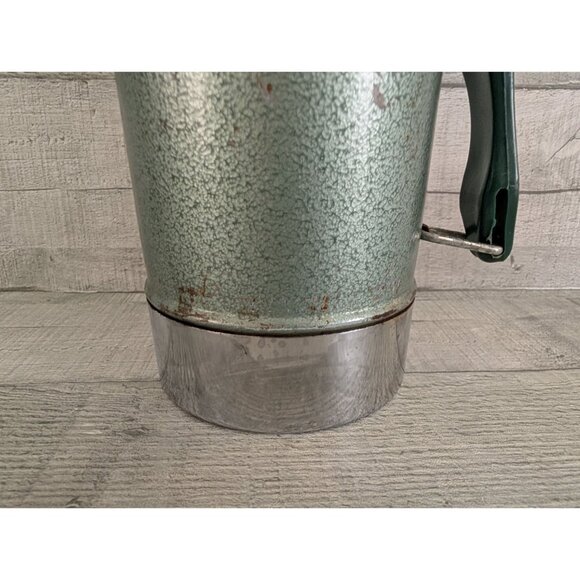 Vtg Aladdin Stanley Thermos Green Chrome Metal 1 Quart Handle Retro Camping Gear - Picture 4 of 9